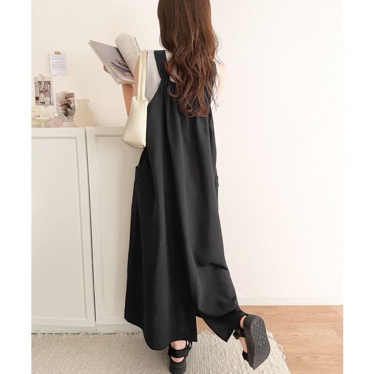 重ね着が楽しい♪着回し自在◎リネンライク素材胸元ギャザー＆ポケット使いAラインジ… | Classical Elf  | 詳細画像8 