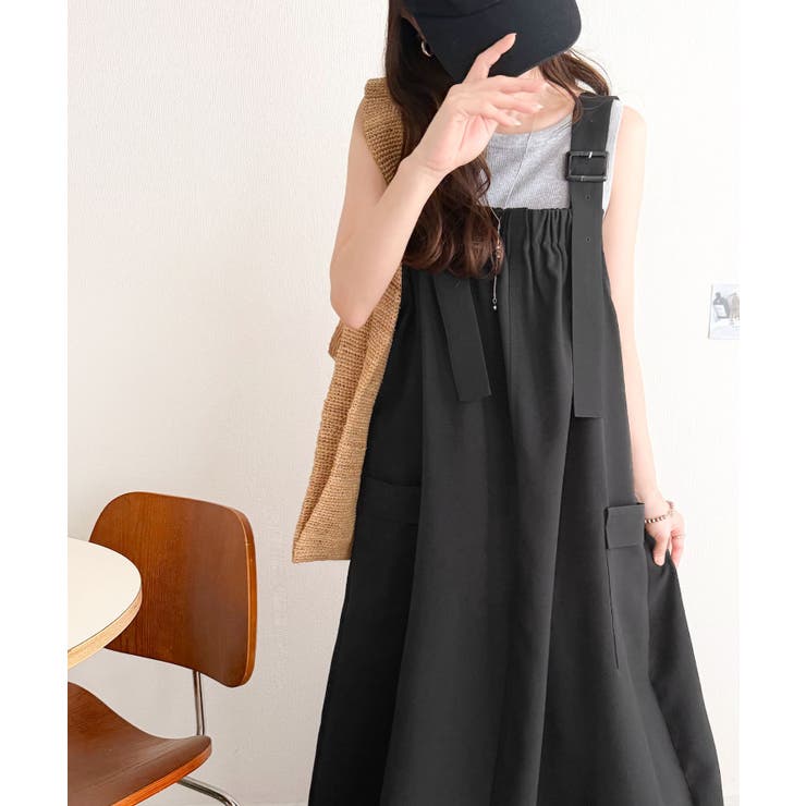 重ね着が楽しい♪着回し自在◎リネンライク素材胸元ギャザー＆ポケット使いAラインジ… | Classical Elf  | 詳細画像9 