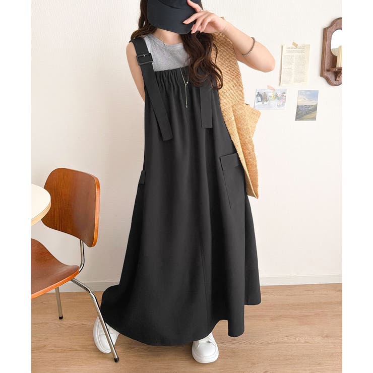 重ね着が楽しい♪着回し自在◎リネンライク素材胸元ギャザー＆ポケット使いAラインジ… | Classical Elf  | 詳細画像11 