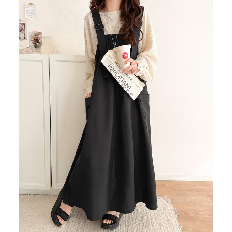 重ね着が楽しい♪着回し自在◎リネンライク素材胸元ギャザー＆ポケット使いAラインジ… | Classical Elf  | 詳細画像15 