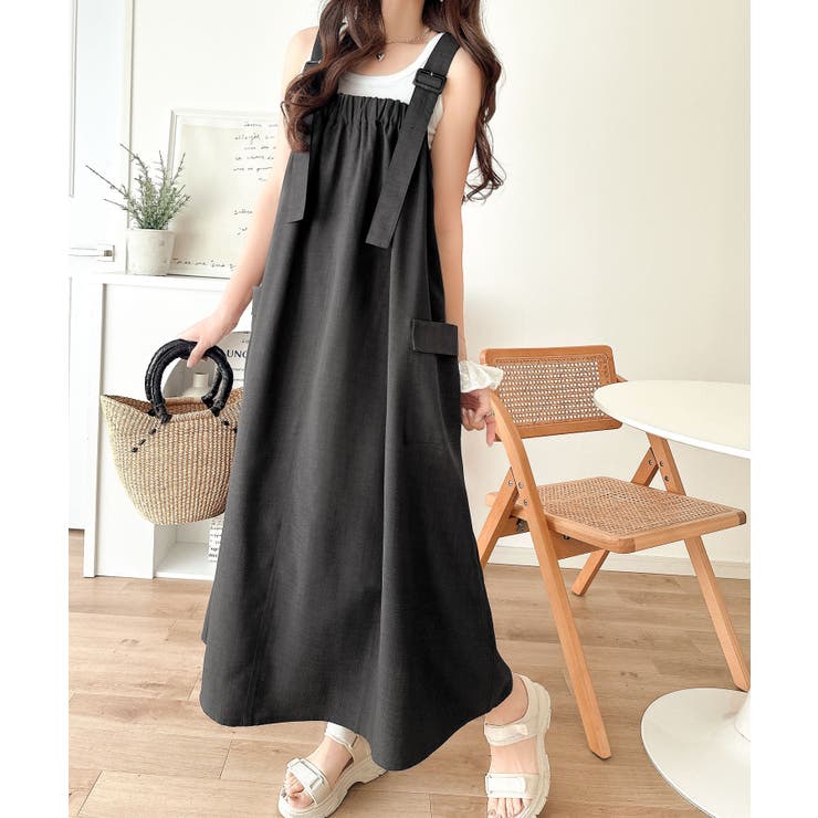 重ね着が楽しい♪着回し自在◎リネンライク素材胸元ギャザー＆ポケット使いAラインジ… | Classical Elf  | 詳細画像17 