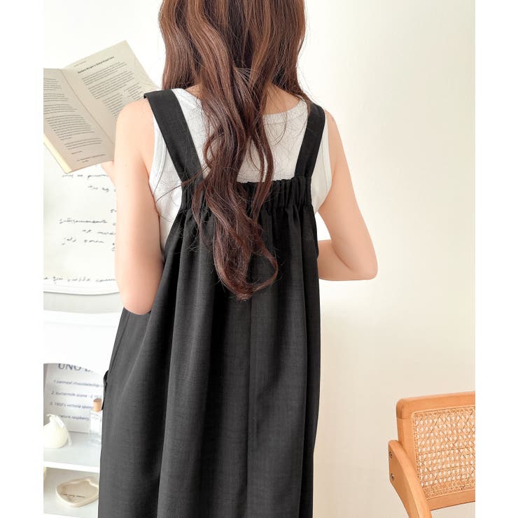 重ね着が楽しい♪着回し自在◎リネンライク素材胸元ギャザー＆ポケット使いAラインジ… | Classical Elf  | 詳細画像21 