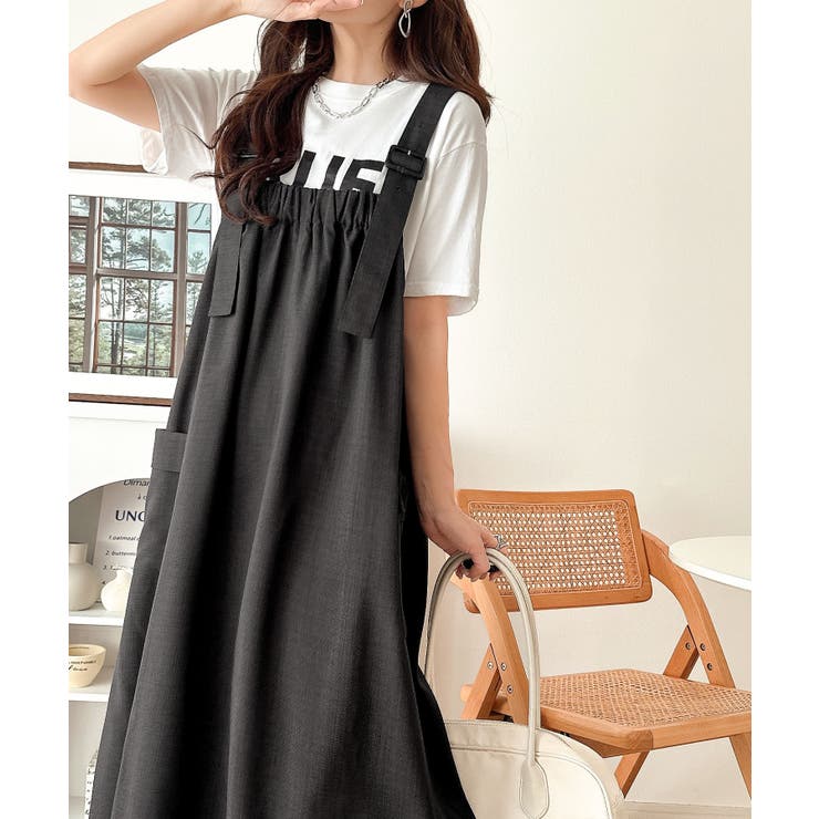 重ね着が楽しい♪着回し自在◎リネンライク素材胸元ギャザー＆ポケット使いAラインジ… | Classical Elf  | 詳細画像23 