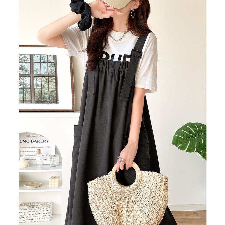 重ね着が楽しい♪着回し自在◎リネンライク素材胸元ギャザー＆ポケット使いAラインジ… | Classical Elf  | 詳細画像24 