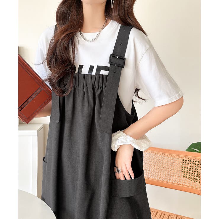 重ね着が楽しい♪着回し自在◎リネンライク素材胸元ギャザー＆ポケット使いAラインジ… | Classical Elf  | 詳細画像25 