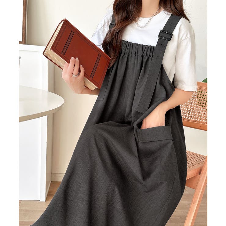 重ね着が楽しい♪着回し自在◎リネンライク素材胸元ギャザー＆ポケット使いAラインジ… | Classical Elf  | 詳細画像26 