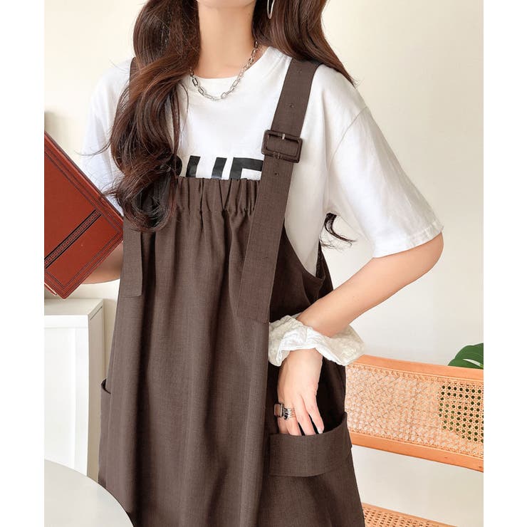 重ね着が楽しい♪着回し自在◎リネンライク素材胸元ギャザー＆ポケット使いAラインジ… | Classical Elf  | 詳細画像32 