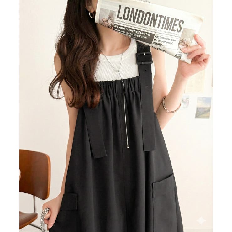 重ね着が楽しい♪着回し自在◎リネンライク素材胸元ギャザー＆ポケット使いAラインジ… | Classical Elf  | 詳細画像1 