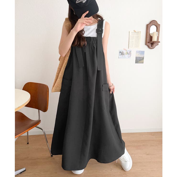 重ね着が楽しい♪着回し自在◎リネンライク素材胸元ギャザー＆ポケット使いAラインジ… | Classical Elf  | 詳細画像3 