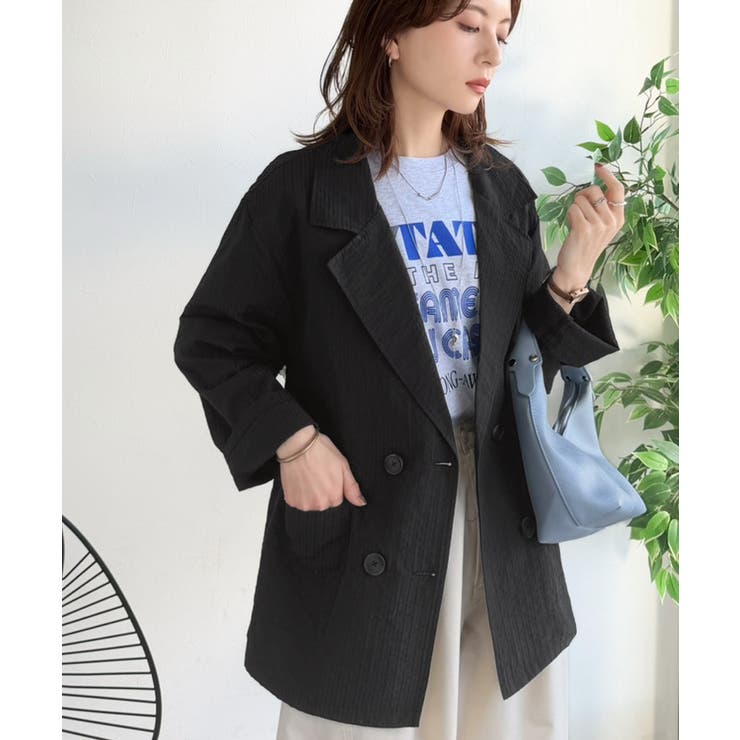 さらっと羽織る、立体の表情。サッカー素材ダブルテーラードジャケット（長袖） | Classical Elf  | 詳細画像16 