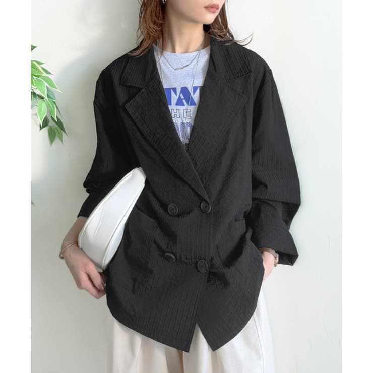 さらっと羽織る、立体の表情。サッカー素材ダブルテーラードジャケット（長袖） | Classical Elf  | 詳細画像21 