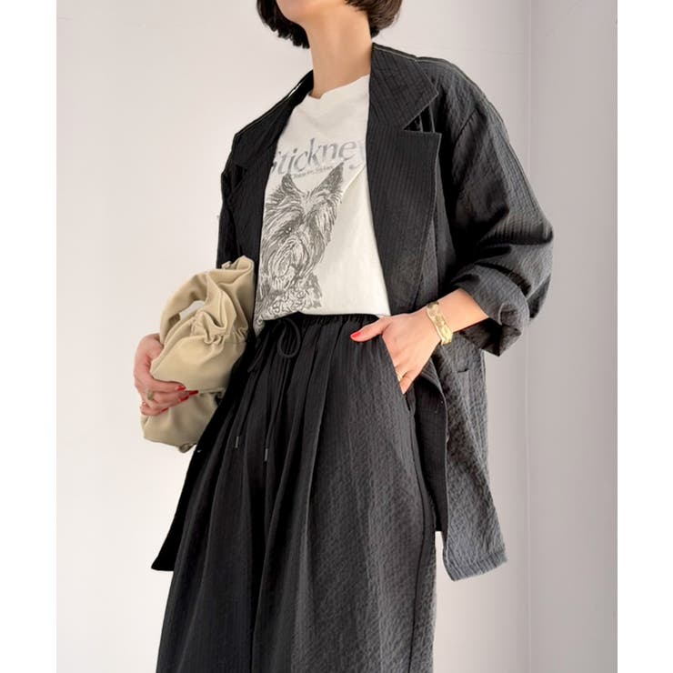 さらっと羽織る、立体の表情。サッカー素材ダブルテーラードジャケット（長袖） | Classical Elf  | 詳細画像23 