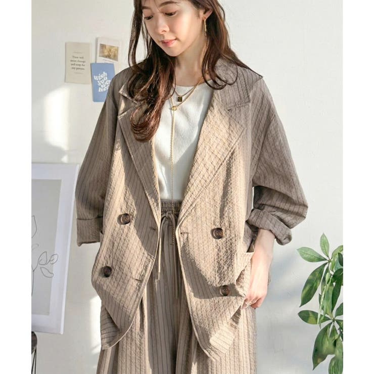 さらっと羽織る、立体の表情。サッカー素材ダブルテーラードジャケット（長袖） | Classical Elf  | 詳細画像25 