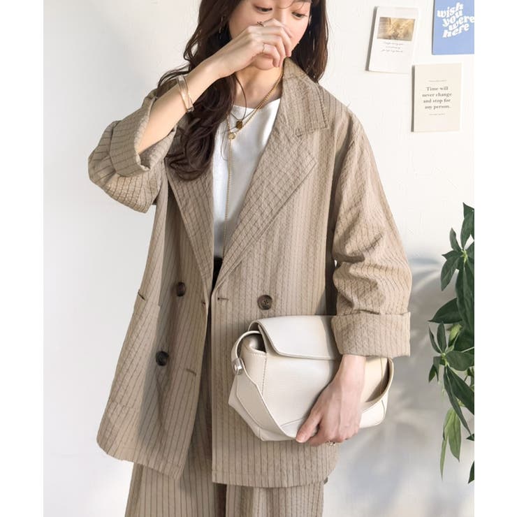 さらっと羽織る、立体の表情。サッカー素材ダブルテーラードジャケット（長袖） | Classical Elf  | 詳細画像26 