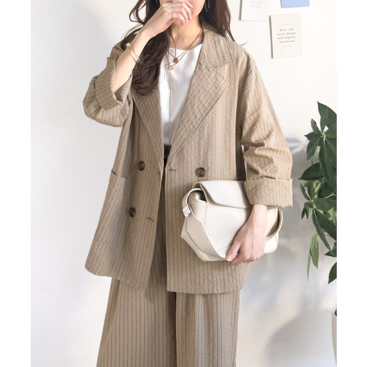 さらっと羽織る、立体の表情。サッカー素材ダブルテーラードジャケット（長袖） | Classical Elf  | 詳細画像27 