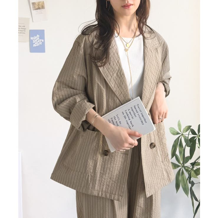 さらっと羽織る、立体の表情。サッカー素材ダブルテーラードジャケット（長袖） | Classical Elf  | 詳細画像28 