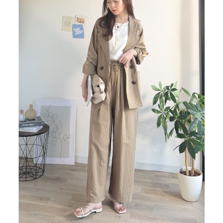 さらっと羽織る、立体の表情。サッカー素材ダブルテーラードジャケット（長袖） | Classical Elf  | 詳細画像29 