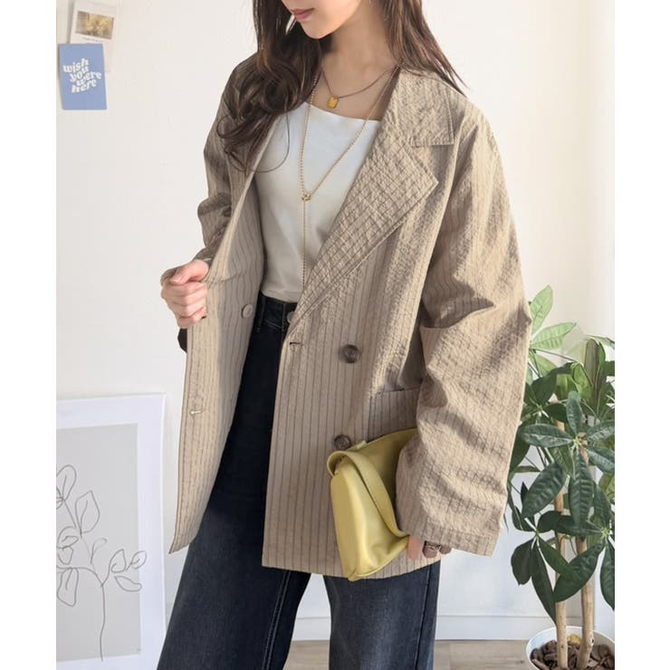 さらっと羽織る、立体の表情。サッカー素材ダブルテーラードジャケット（長袖） | Classical Elf  | 詳細画像32 