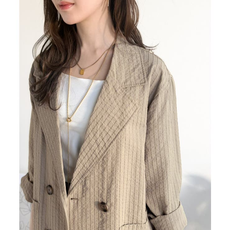 さらっと羽織る、立体の表情。サッカー素材ダブルテーラードジャケット（長袖） | Classical Elf  | 詳細画像37 