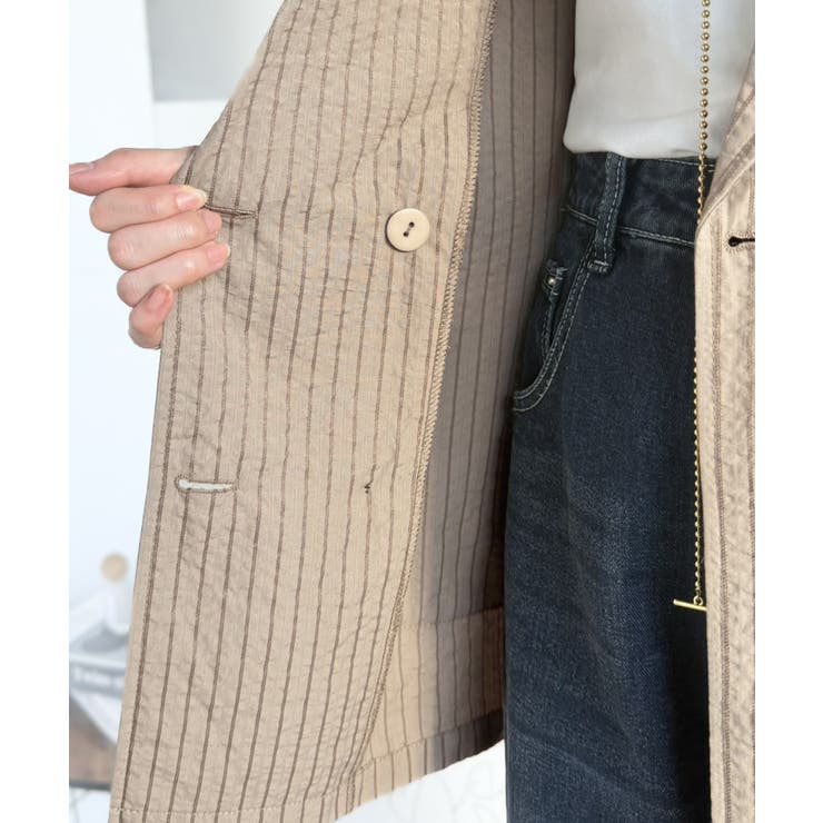 さらっと羽織る、立体の表情。サッカー素材ダブルテーラードジャケット（長袖） | Classical Elf  | 詳細画像38 