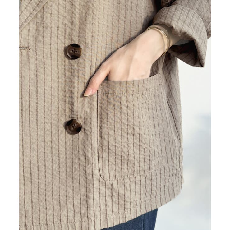 さらっと羽織る、立体の表情。サッカー素材ダブルテーラードジャケット（長袖） | Classical Elf  | 詳細画像39 