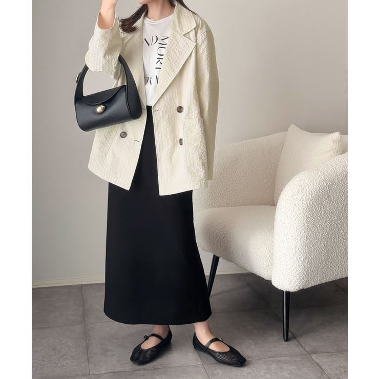 さらっと羽織る、立体の表情。サッカー素材ダブルテーラードジャケット（長袖） | Classical Elf  | 詳細画像5 