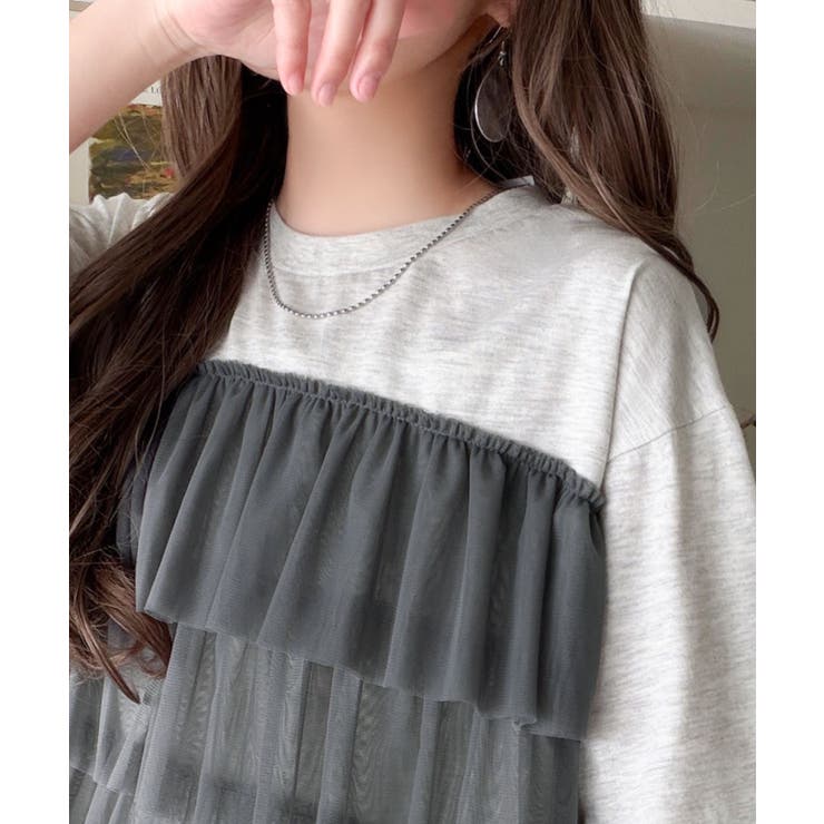 重ねてる風、が今っぽい。ビスチェ風チュールフリルドッキングTシャツ（半袖） | Classical Elf  | 詳細画像38 