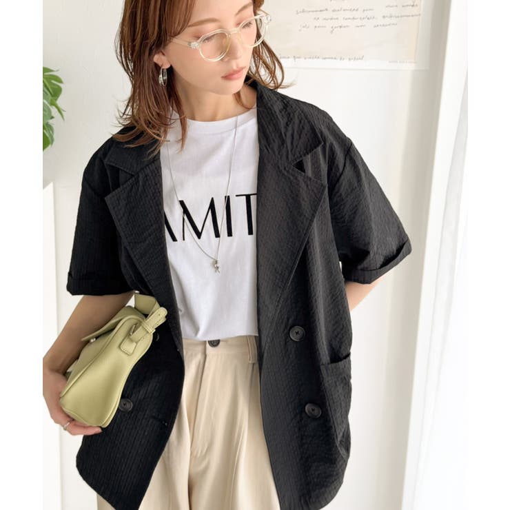 上品なシボ感とストライプ柄が、洗練された都会的な印象に。サッカー素材ダブルテーラ… | Classical Elf  | 詳細画像17 