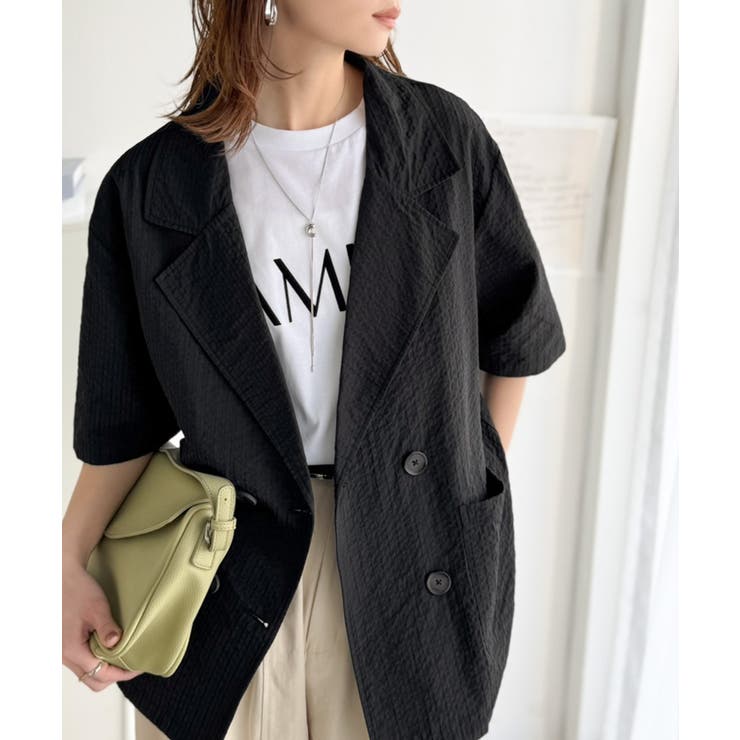 上品なシボ感とストライプ柄が、洗練された都会的な印象に。サッカー素材ダブルテーラ… | Classical Elf  | 詳細画像18 