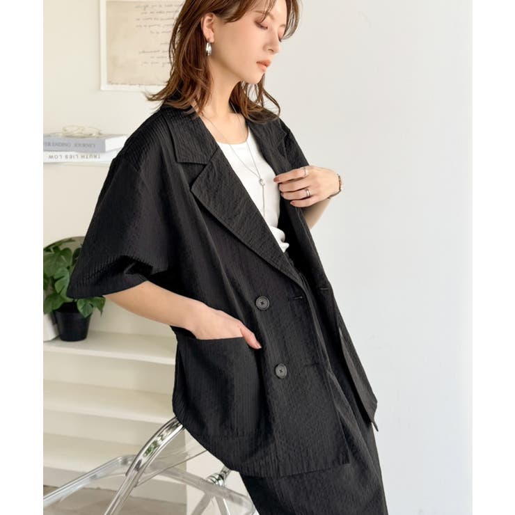 上品なシボ感とストライプ柄が、洗練された都会的な印象に。サッカー素材ダブルテーラ… | Classical Elf  | 詳細画像25 