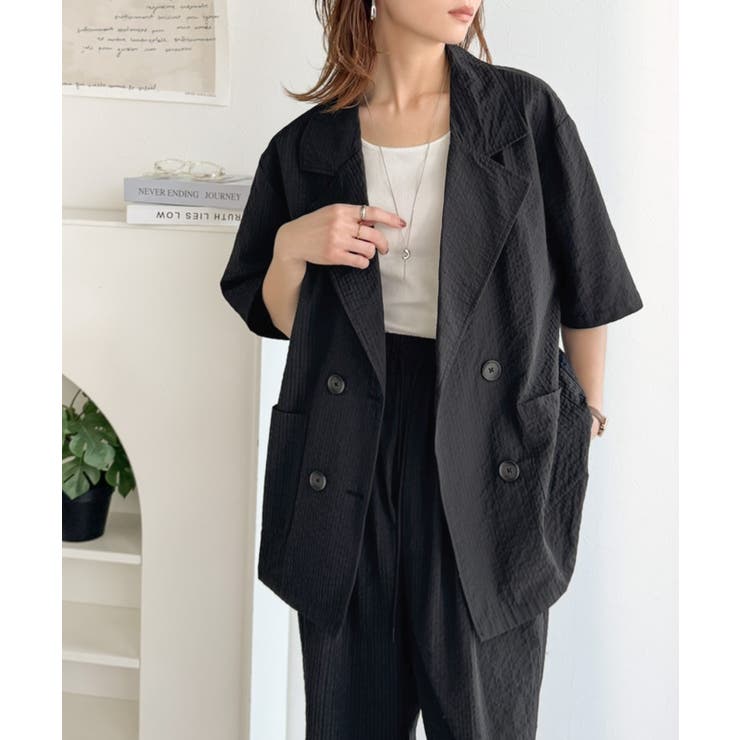 上品なシボ感とストライプ柄が、洗練された都会的な印象に。サッカー素材ダブルテーラ… | Classical Elf  | 詳細画像26 