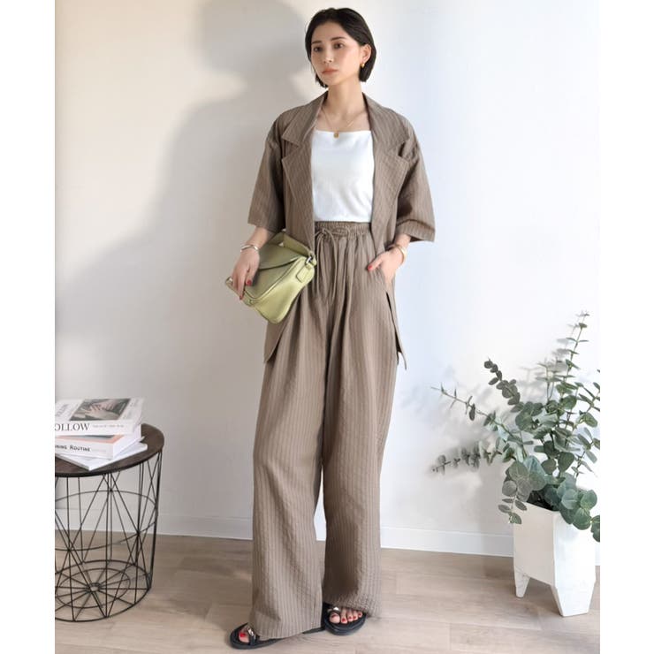 上品なシボ感とストライプ柄が、洗練された都会的な印象に。サッカー素材ダブルテーラ… | Classical Elf  | 詳細画像36 