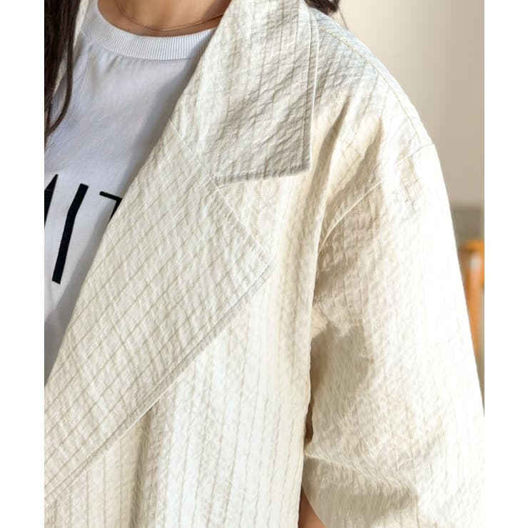 上品なシボ感とストライプ柄が、洗練された都会的な印象に。サッカー素材ダブルテーラ… | Classical Elf  | 詳細画像37 