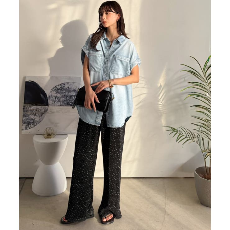 羽織るだけで垢抜け確実♪華奢見え抜群 フレンチスリーブデニムシャツ（半袖） | Classical Elf  | 詳細画像9 