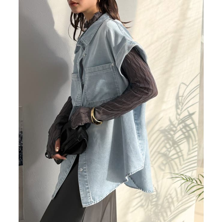 羽織るだけで垢抜け確実♪華奢見え抜群 フレンチスリーブデニムシャツ（半袖） | Classical Elf  | 詳細画像11 