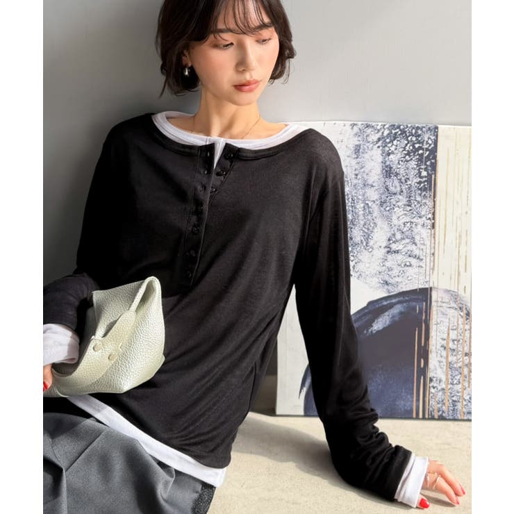 マルチWAYで着回し自在。リブ素材×シアー素材トップス 2枚セットアップ(長袖） | Classical Elf  | 詳細画像8 