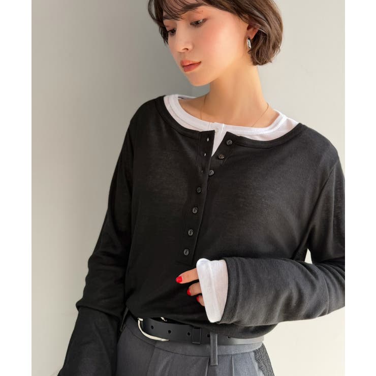 マルチWAYで着回し自在。リブ素材×シアー素材トップス 2枚セットアップ(長袖） | Classical Elf  | 詳細画像10 