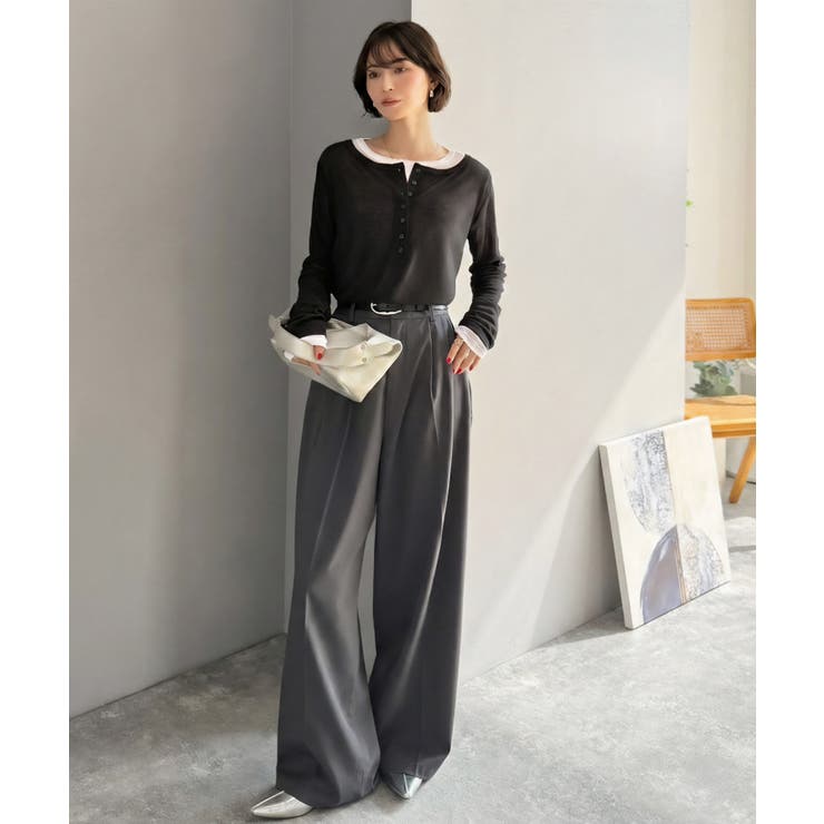 マルチWAYで着回し自在。リブ素材×シアー素材トップス 2枚セットアップ(長袖） | Classical Elf  | 詳細画像11 