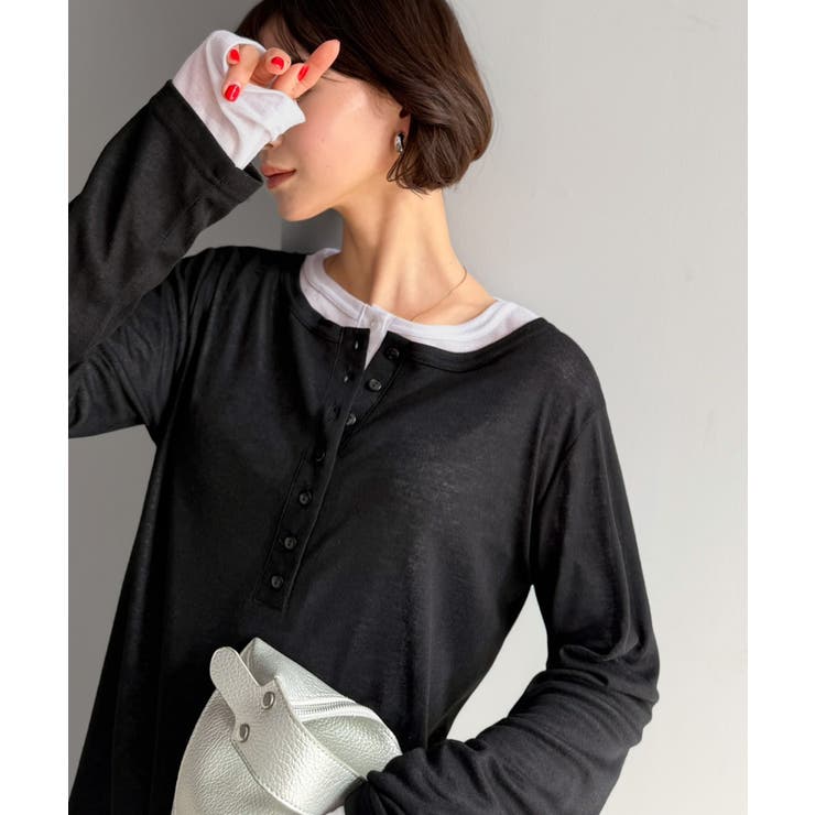 マルチWAYで着回し自在。リブ素材×シアー素材トップス 2枚セットアップ(長袖） | Classical Elf  | 詳細画像12 