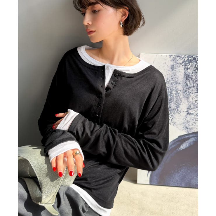 マルチWAYで着回し自在。リブ素材×シアー素材トップス 2枚セットアップ(長袖） | Classical Elf  | 詳細画像15 