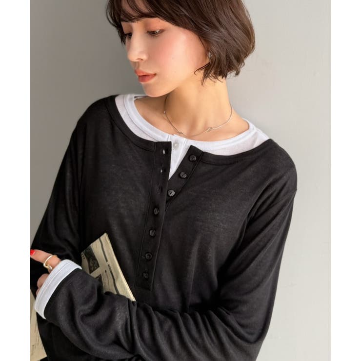 マルチWAYで着回し自在。リブ素材×シアー素材トップス 2枚セットアップ(長袖） | Classical Elf  | 詳細画像17 