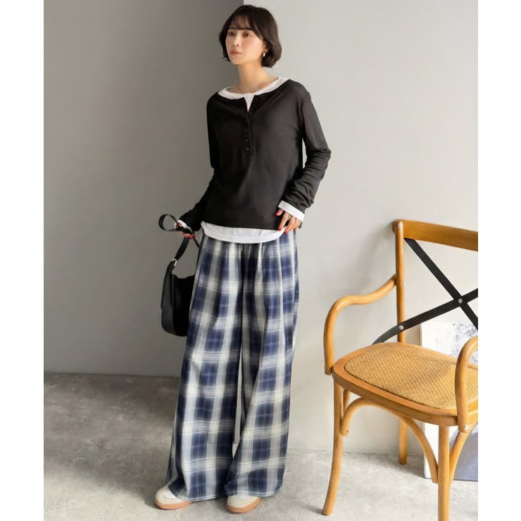 マルチWAYで着回し自在。リブ素材×シアー素材トップス 2枚セットアップ(長袖） | Classical Elf  | 詳細画像18 