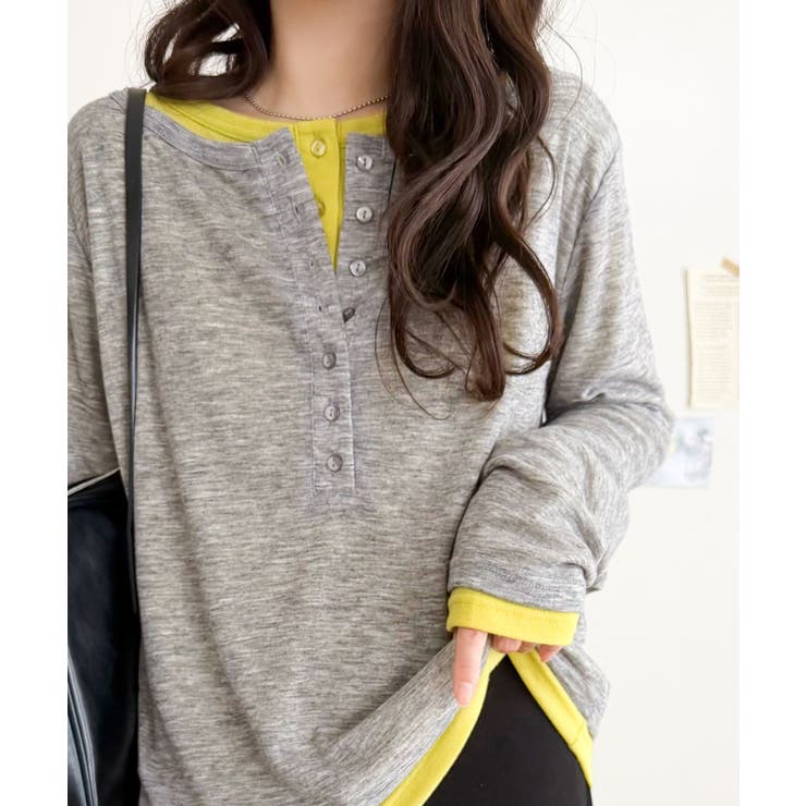 マルチWAYで着回し自在。リブ素材×シアー素材トップス 2枚セットアップ(長袖） | Classical Elf  | 詳細画像22 