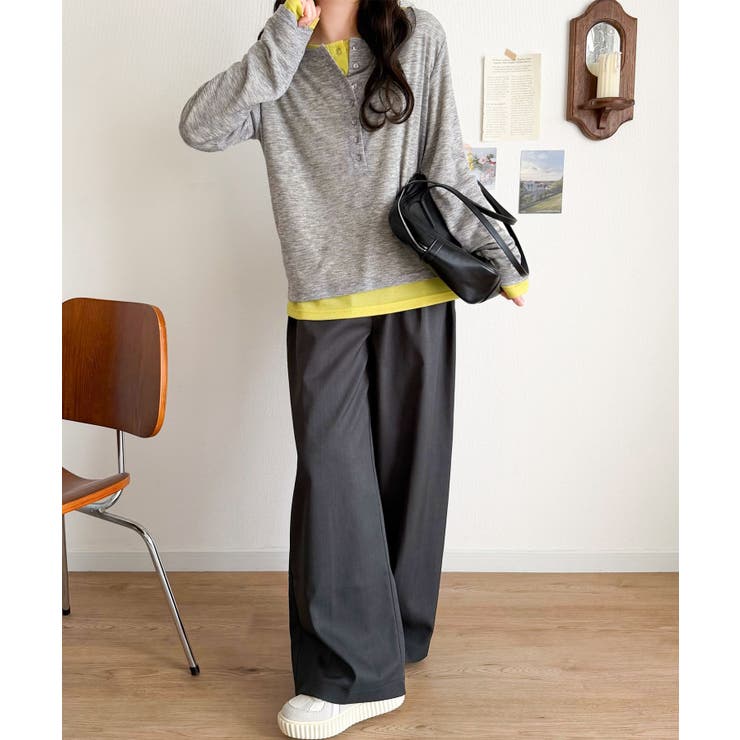 マルチWAYで着回し自在。リブ素材×シアー素材トップス 2枚セットアップ(長袖） | Classical Elf  | 詳細画像24 