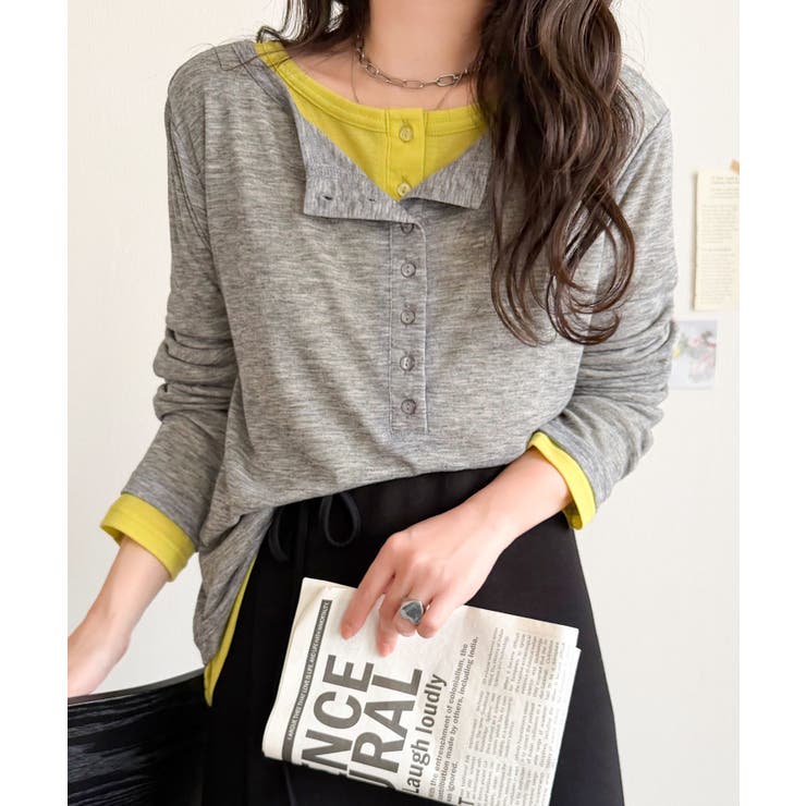 マルチWAYで着回し自在。リブ素材×シアー素材トップス 2枚セットアップ(長袖） | Classical Elf  | 詳細画像26 