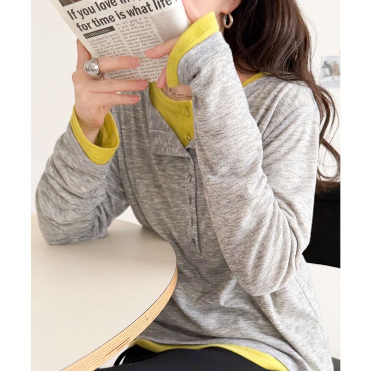 マルチWAYで着回し自在。リブ素材×シアー素材トップス 2枚セットアップ(長袖） | Classical Elf  | 詳細画像27 