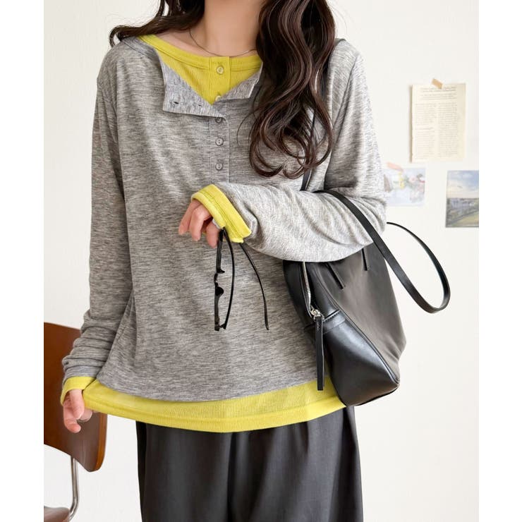 マルチWAYで着回し自在。リブ素材×シアー素材トップス 2枚セットアップ(長袖） | Classical Elf  | 詳細画像28 