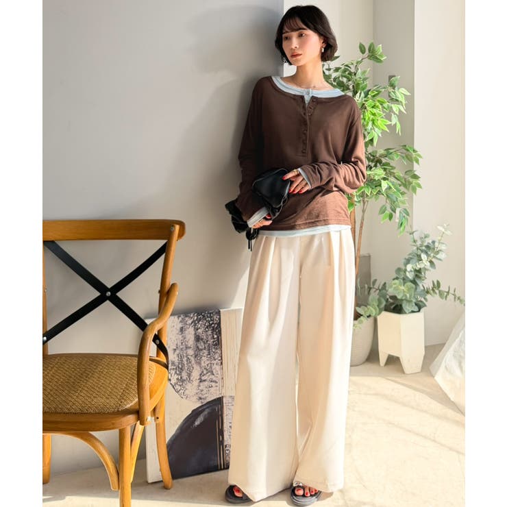 マルチWAYで着回し自在。リブ素材×シアー素材トップス 2枚セットアップ(長袖） | Classical Elf  | 詳細画像34 