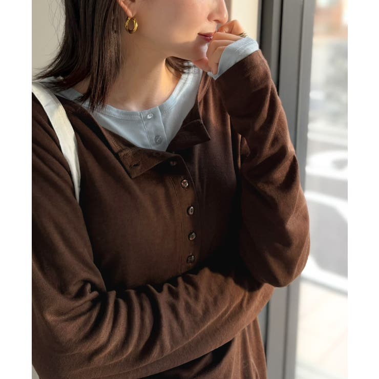 マルチWAYで着回し自在。リブ素材×シアー素材トップス 2枚セットアップ(長袖） | Classical Elf  | 詳細画像36 