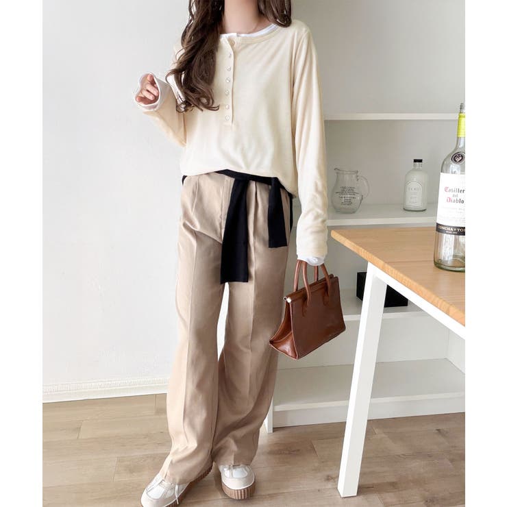 マルチWAYで着回し自在。リブ素材×シアー素材トップス 2枚セットアップ(長袖） | Classical Elf  | 詳細画像41 